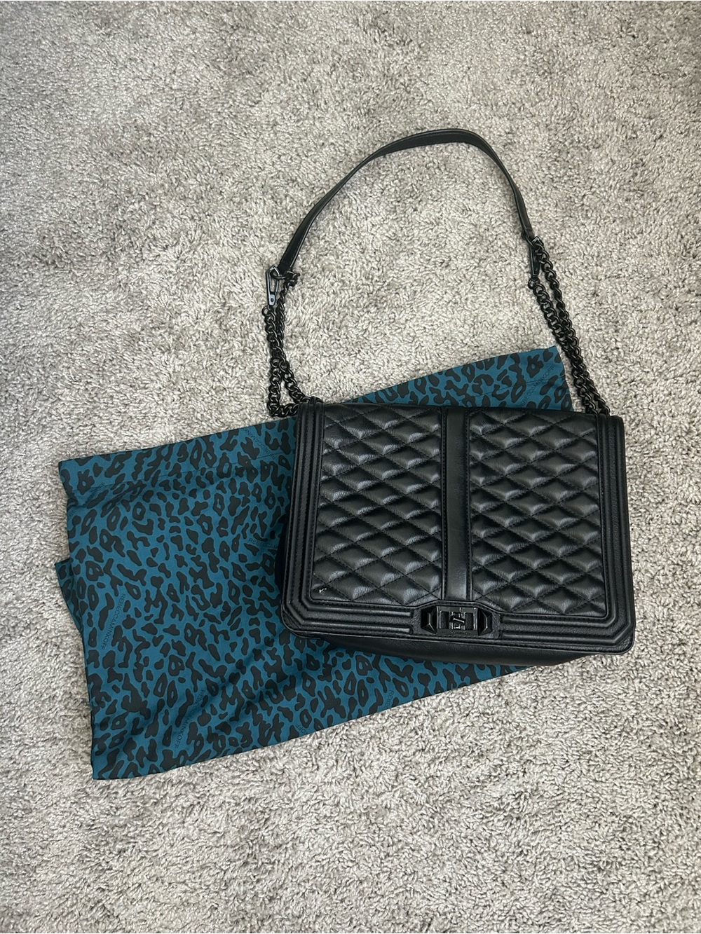 Rebecca Minkoff Black Quilted Shoulder Bag with Chain Strap